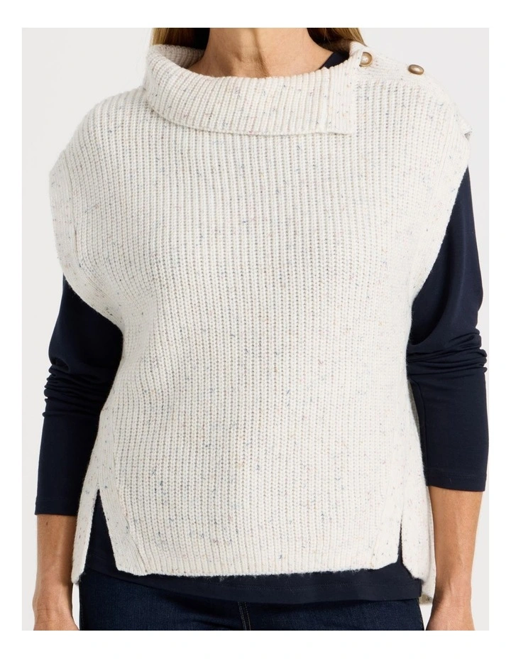 Button Shoulder Cocoon Vest in Stone image 5