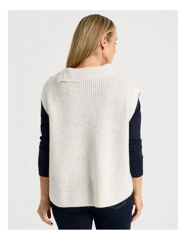 Button Shoulder Cocoon Vest in Stone image 6