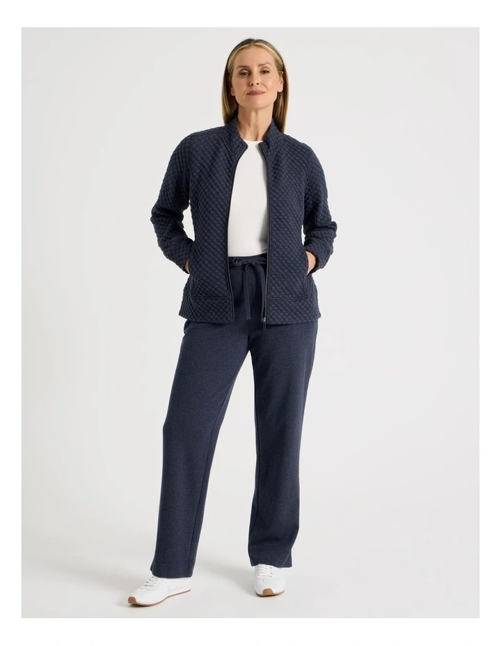 Zip Through Sweat Top With Princess Seams in Navy Marle image 4