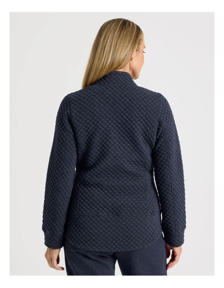 Zip Through Sweat Top With Princess Seams in Navy Marle image 7
