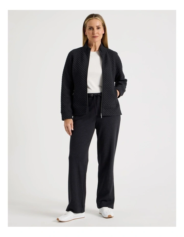 Zip Through Sweat Top With Princess Seams in Charcoal Marle image 4