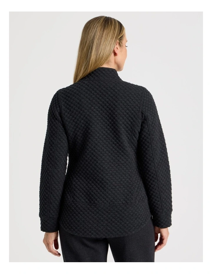 Zip Through Sweat Top With Princess Seams in Charcoal Marle image 5