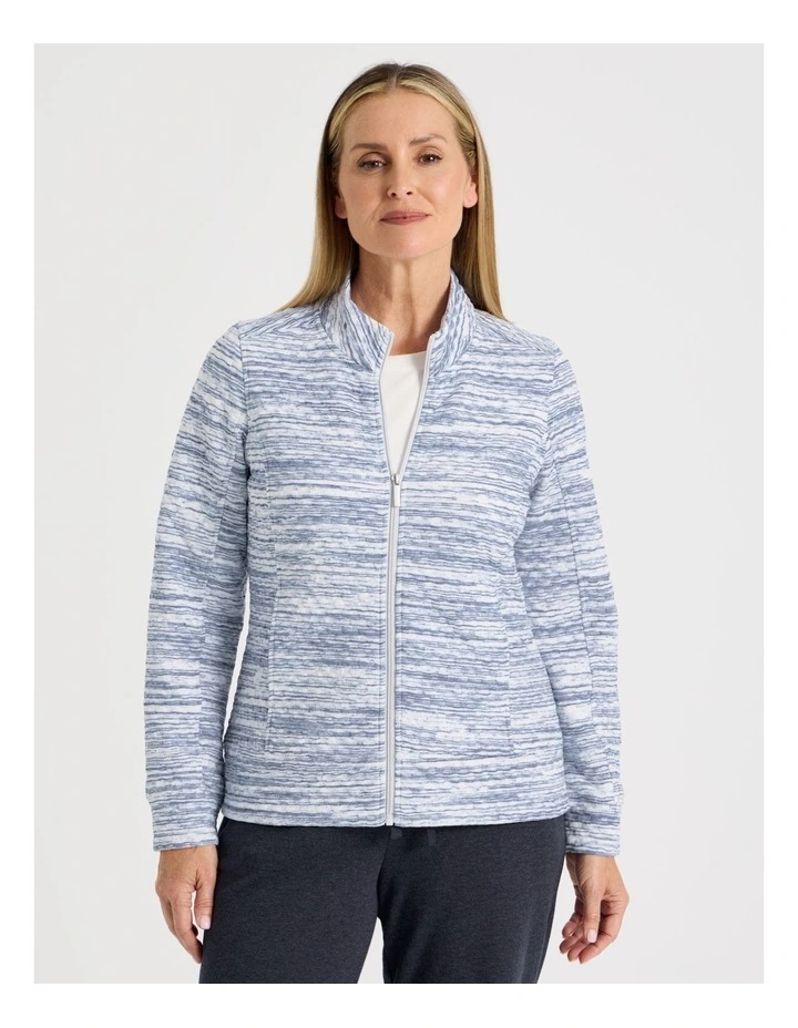 Zip Through Sweat Top With Princess Seams in Blue Spacedye image 1