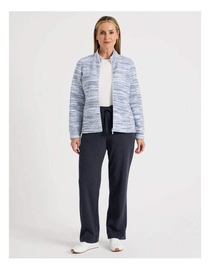 Zip Through Sweat Top With Princess Seams in Blue Spacedye image 2