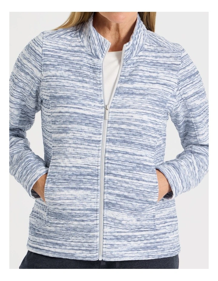 Zip Through Sweat Top With Princess Seams in Blue Spacedye image 4