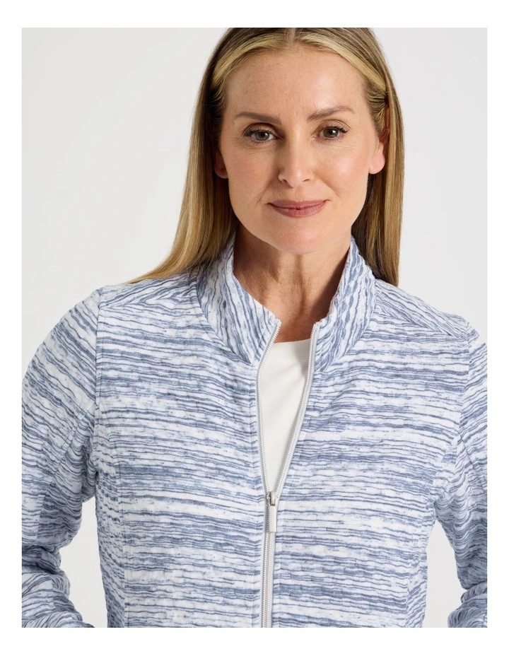 Zip Through Sweat Top With Princess Seams in Blue Spacedye image 5