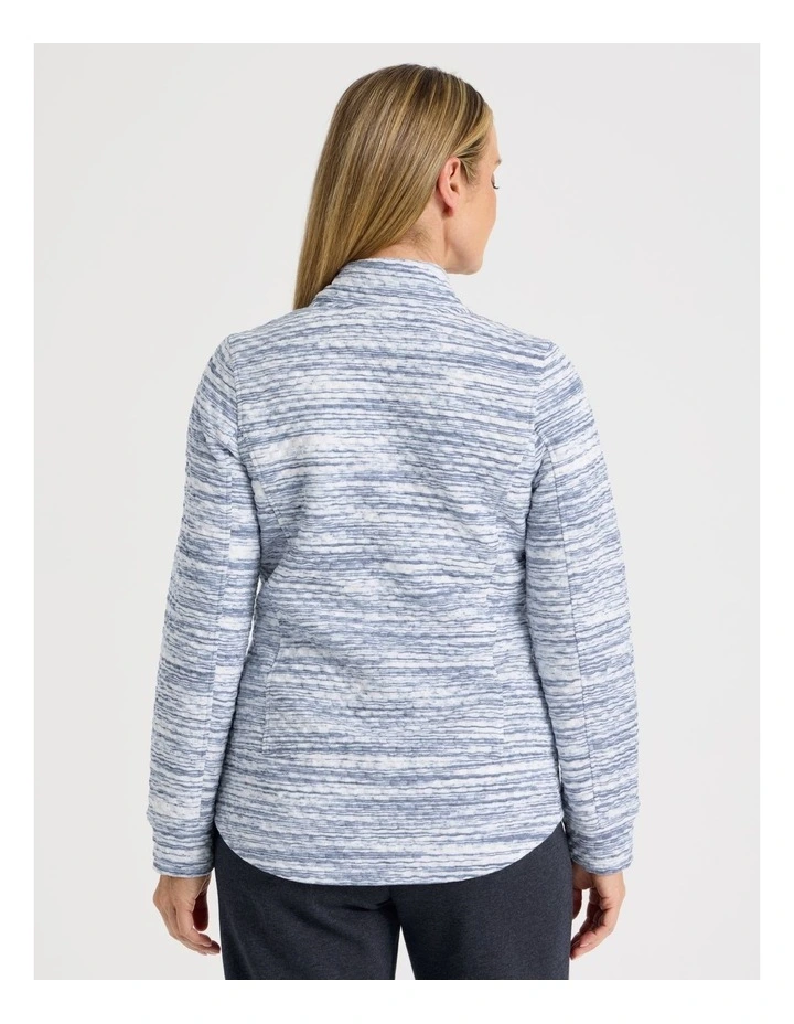 Zip Through Sweat Top With Princess Seams in Blue Spacedye image 6