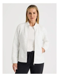 Zip Through Sweat Top With Princess Seams in Ivory