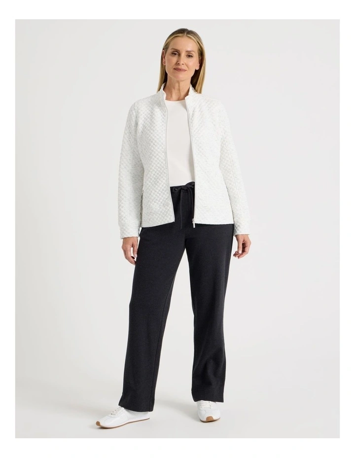 Zip Through Sweat Top With Princess Seams in Ivory image 2