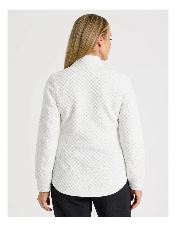 Zip Through Sweat Top With Princess Seams in Ivory image 6