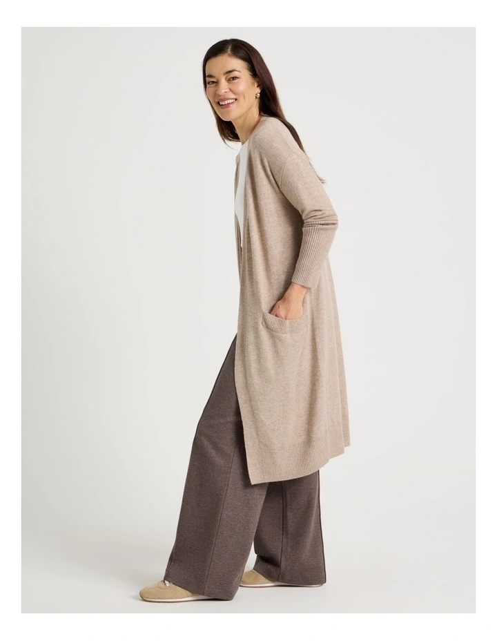 Long Sleeve Long Cardigan in Camel image 2