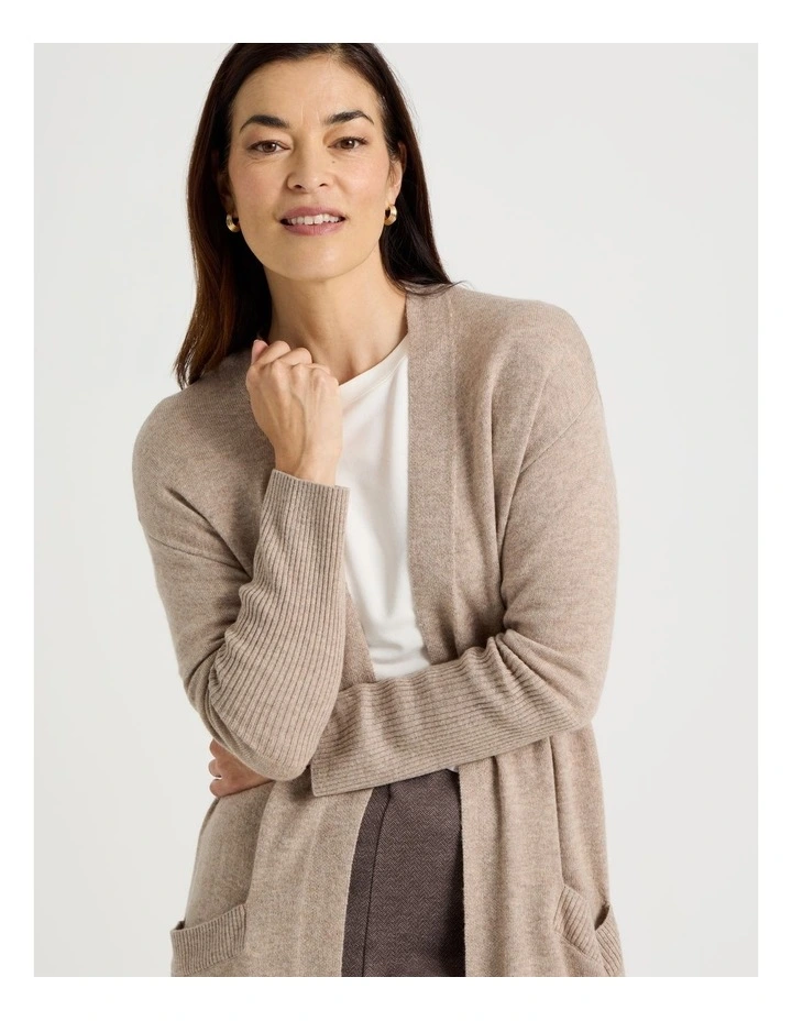 Long Sleeve Long Cardigan in Camel image 4