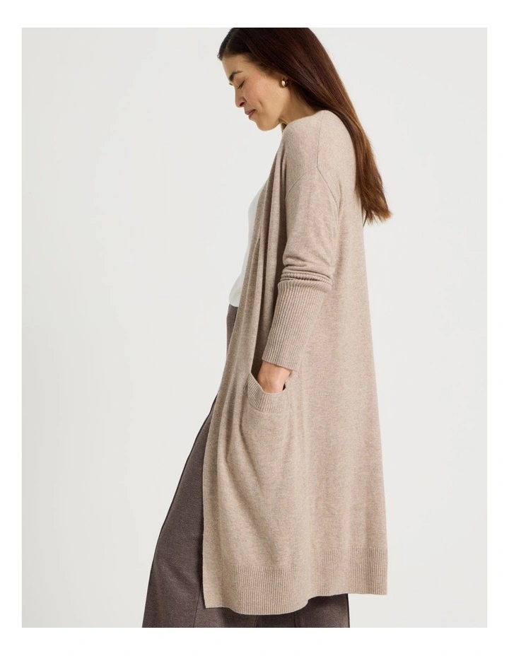 Long Sleeve Long Cardigan in Camel image 5