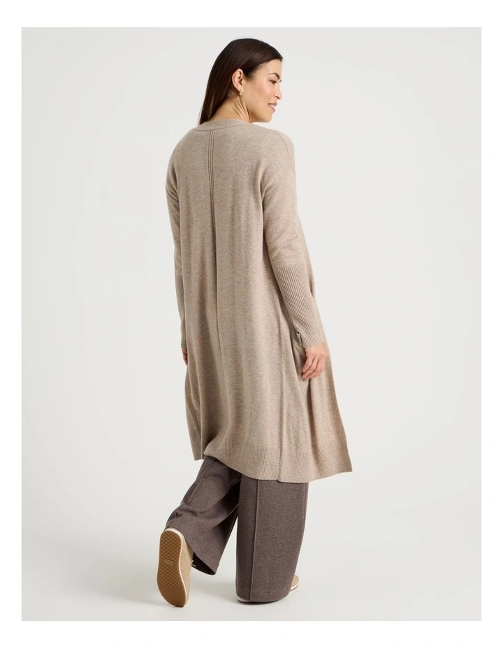 Long Sleeve Long Cardigan in Camel image 6
