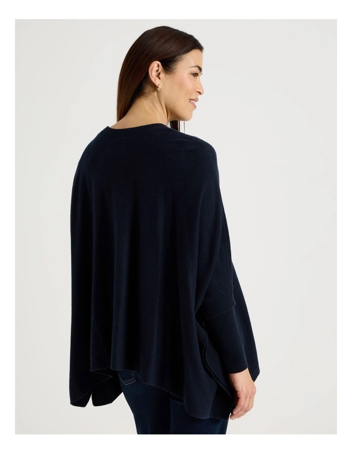 Crew Neck Poncho in Navy image 5