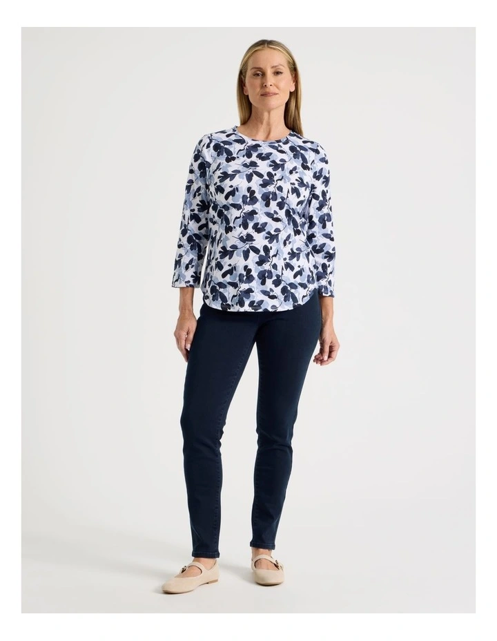 3/4 Sleeve Wardrobe Staple Tee in Blues Floral image 2