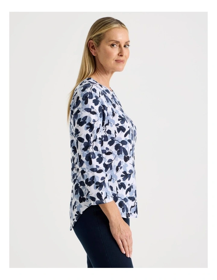 3/4 Sleeve Wardrobe Staple Tee in Blues Floral image 3