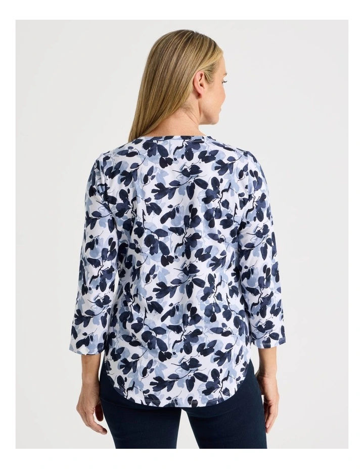 3/4 Sleeve Wardrobe Staple Tee in Blues Floral image 5