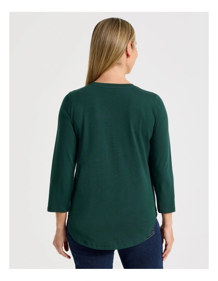 3/4 Sleeve Wardrobe Staple Tee in Forest Placement Print Floral image 5