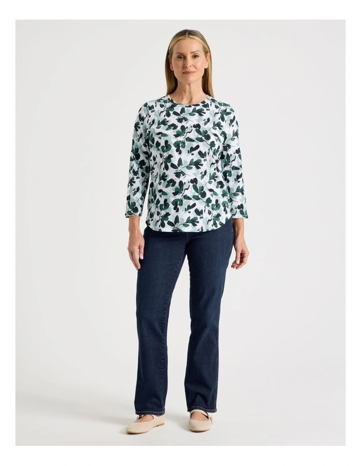 3/4 Sleeve Wardrobe Staple Tee in Greens Floral image 2