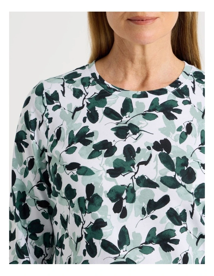 3/4 Sleeve Wardrobe Staple Tee in Greens Floral image 3