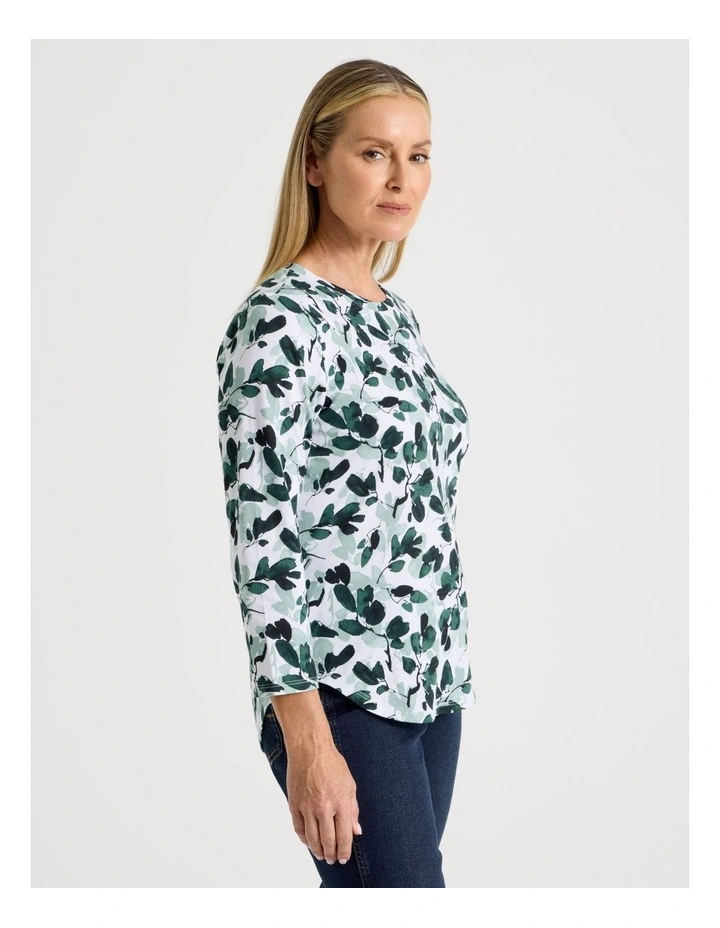 3/4 Sleeve Wardrobe Staple Tee in Greens Floral image 4