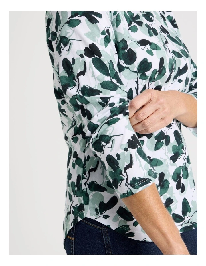 3/4 Sleeve Wardrobe Staple Tee in Greens Floral image 5