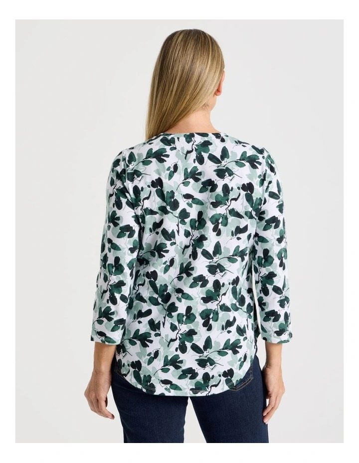 3/4 Sleeve Wardrobe Staple Tee in Greens Floral image 6