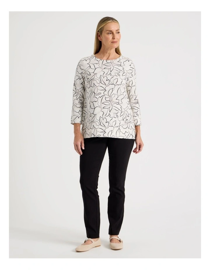 Button Shoulder Tunic With Side Insert Panels in Ivory Floral Print image 3