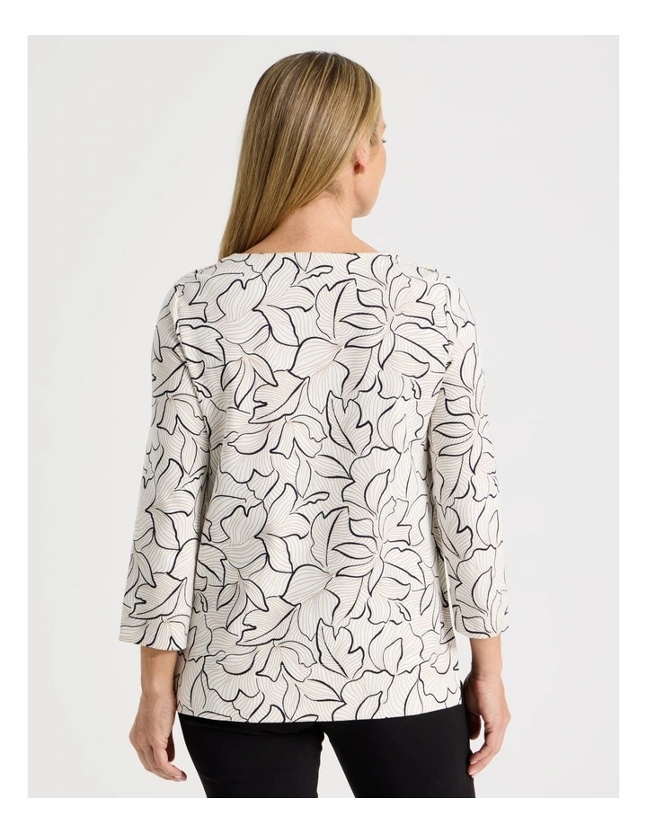 Button Shoulder Tunic With Side Insert Panels in Ivory Floral Print image 6