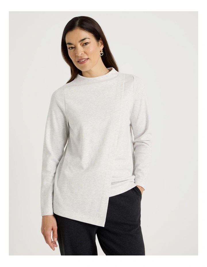 Asymmetrical Funnel Neck Sweat in Cloud Marle image 1