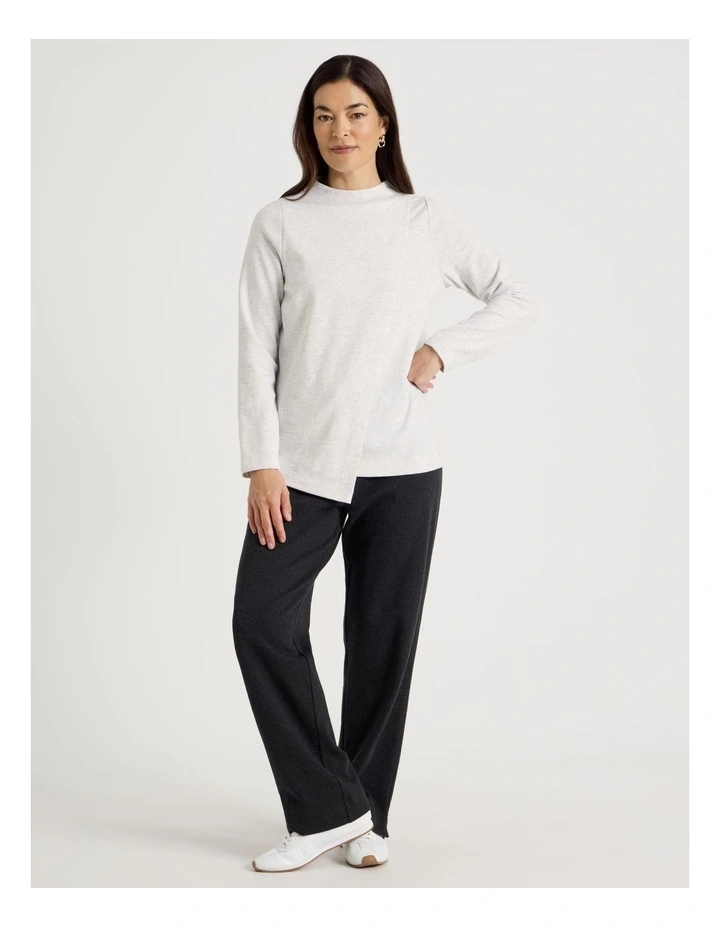Asymmetrical Funnel Neck Sweat in Cloud Marle image 2