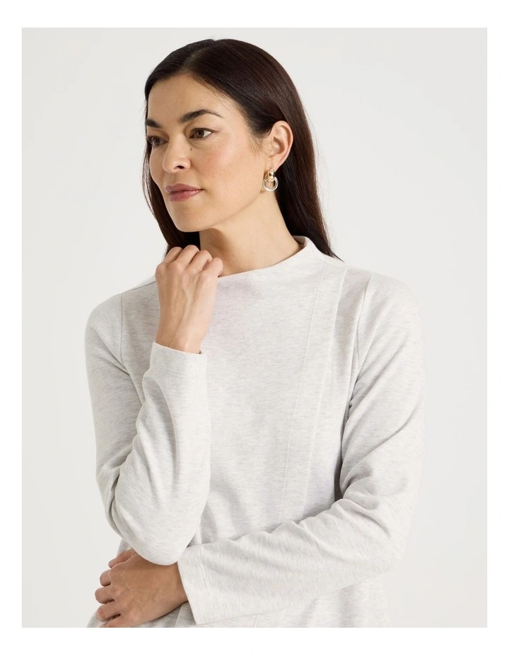 Asymmetrical Funnel Neck Sweat in Cloud Marle image 3