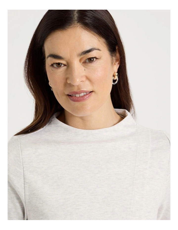 Asymmetrical Funnel Neck Sweat in Cloud Marle image 4