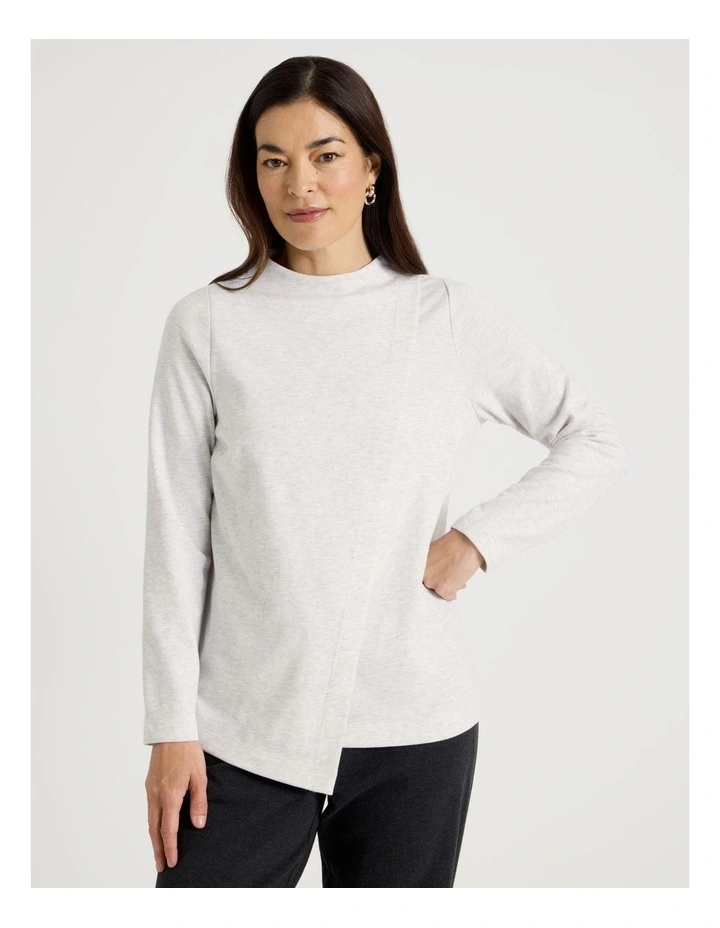 Asymmetrical Funnel Neck Sweat in Cloud Marle image 5