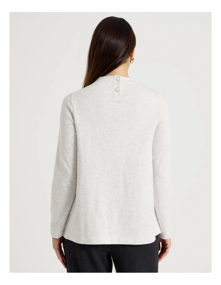 Asymmetrical Funnel Neck Sweat in Cloud Marle image 6