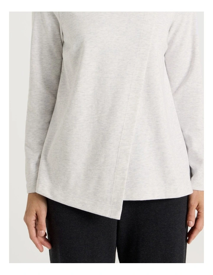 Asymmetrical Funnel Neck Sweat in Cloud Marle image 7