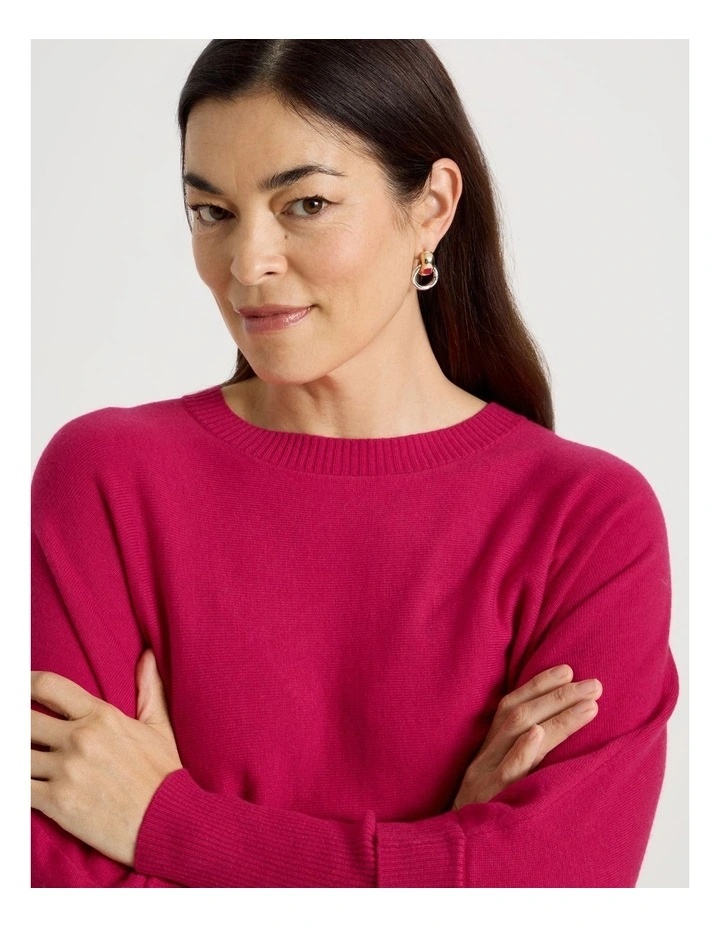 Crew Neck Poncho in Hot Pink image 4