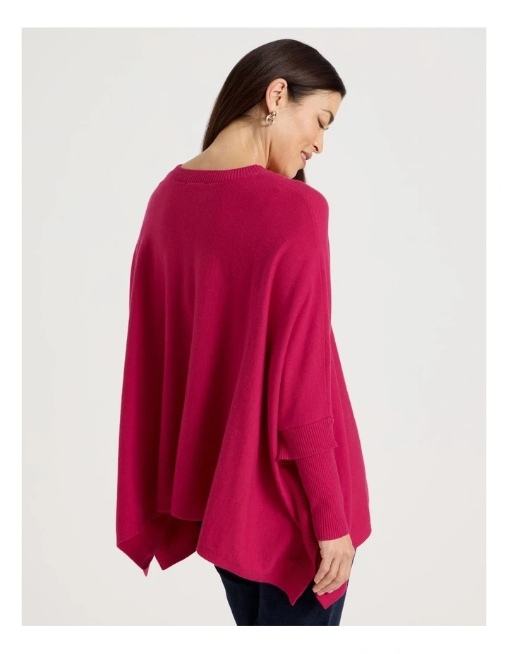 Crew Neck Poncho in Hot Pink image 6