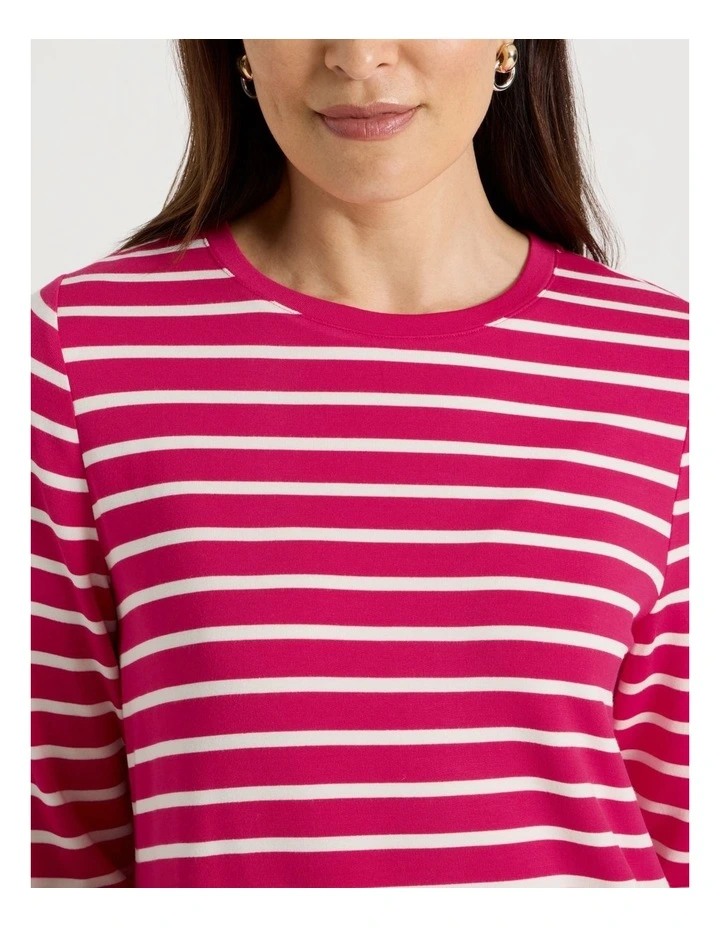 Long Sleeve Layering Tee in Hot Pink/Ivory Stripe image 7