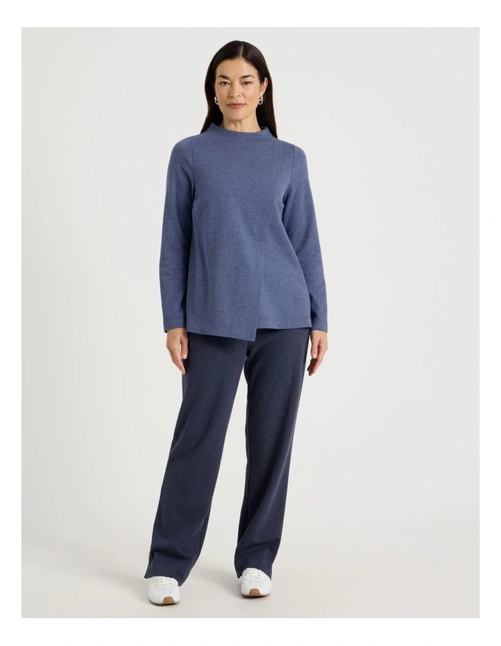 Asymmetrical Funnel Neck Sweat in Denim Marle image 3