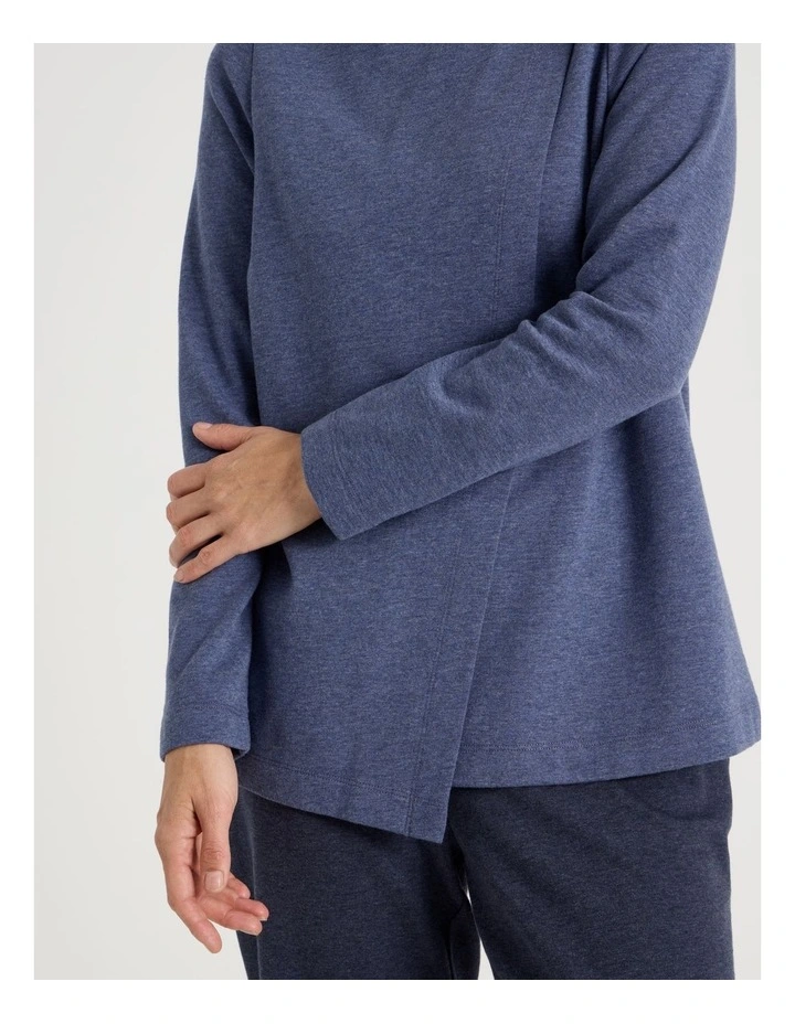 Asymmetrical Funnel Neck Sweat in Denim Marle image 5