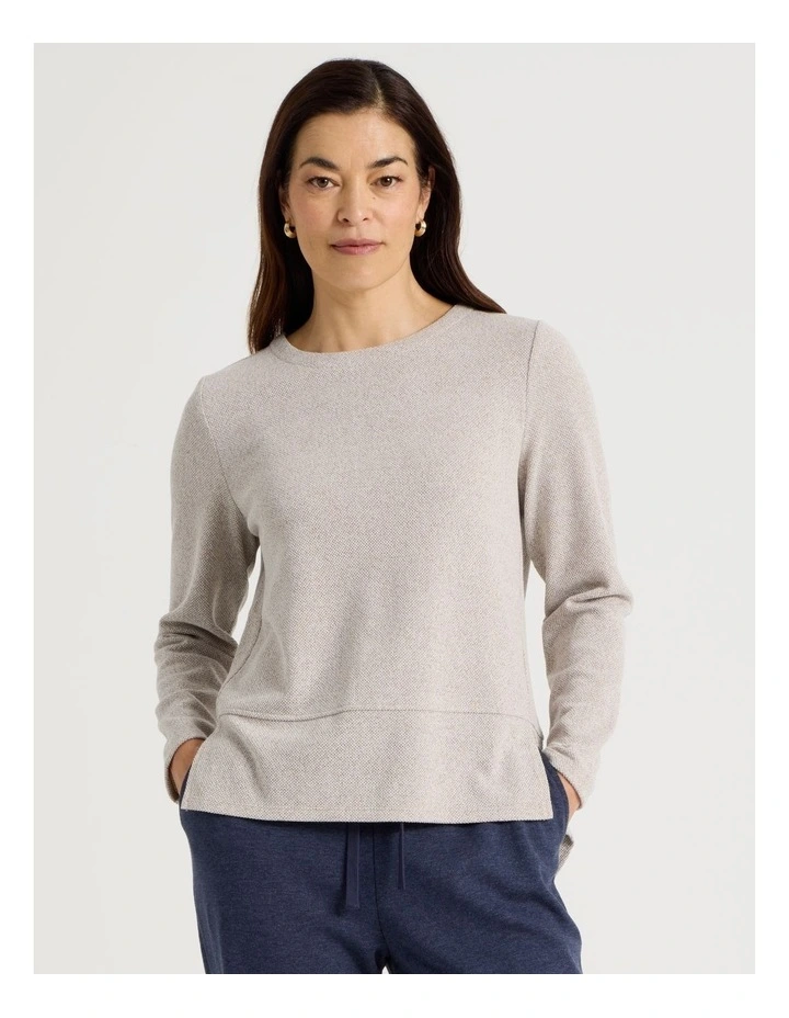 Long Sleeve Tee With Forward Seam in Stone and Ivory image 4