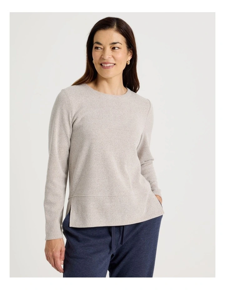 Long Sleeve Tee With Forward Seam in Stone and Ivory image 5