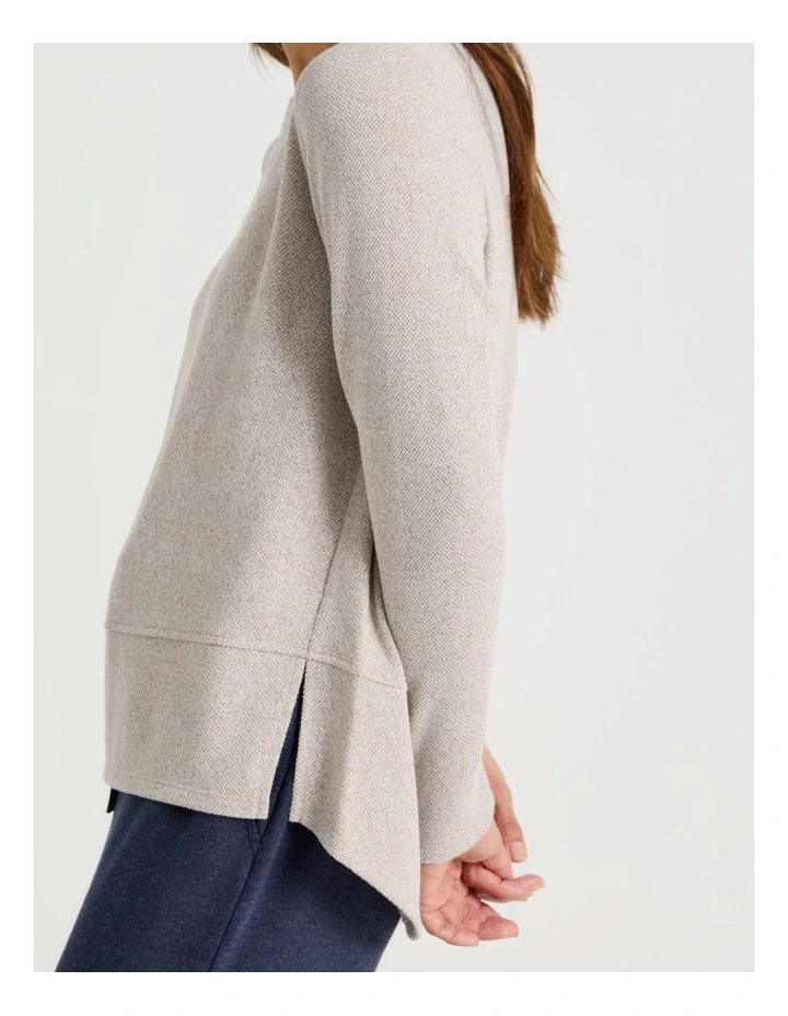 Long Sleeve Tee With Forward Seam in Stone and Ivory image 7