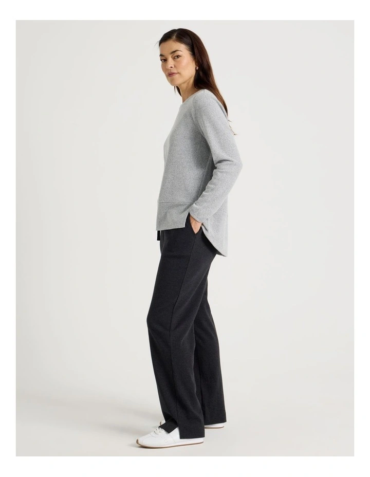 Long Sleeve Tee With Forward Seam in Black and Ivory image 2