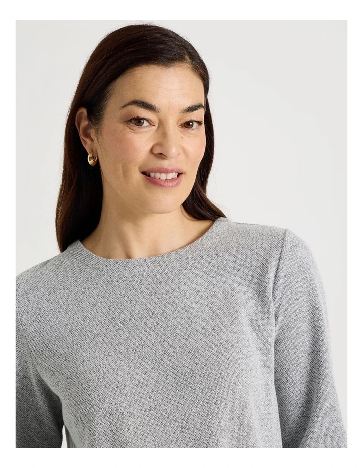 Long Sleeve Tee With Forward Seam in Black and Ivory image 5