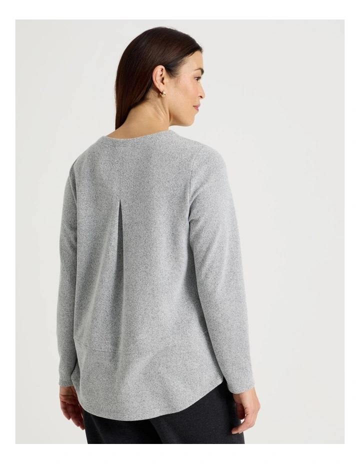 Long Sleeve Tee With Forward Seam in Black and Ivory image 6