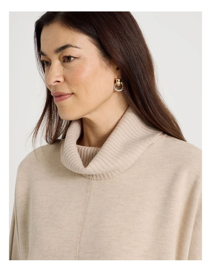 Rib Sleeve Circle Sweat in Oatmeal image 4