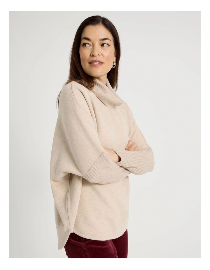 Rib Sleeve Circle Sweat in Oatmeal image 5